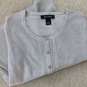 WHBM Silver Short Sleeve Cardigan